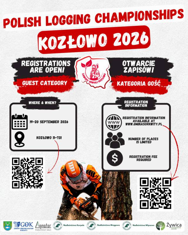 ZAWODY DRWALI 2026: Ruszyły zapisy na Mistrzostwa Polski Drwali Kozłowo 2026