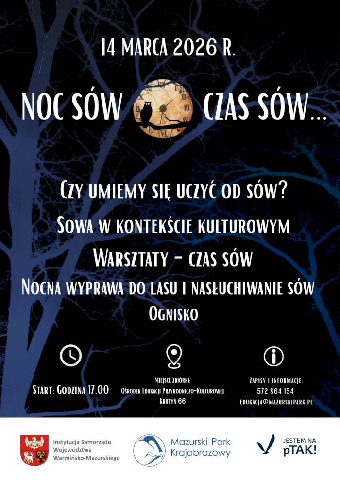 Noc Sów 2026 w Mazurskim Parku Krajobrazowym