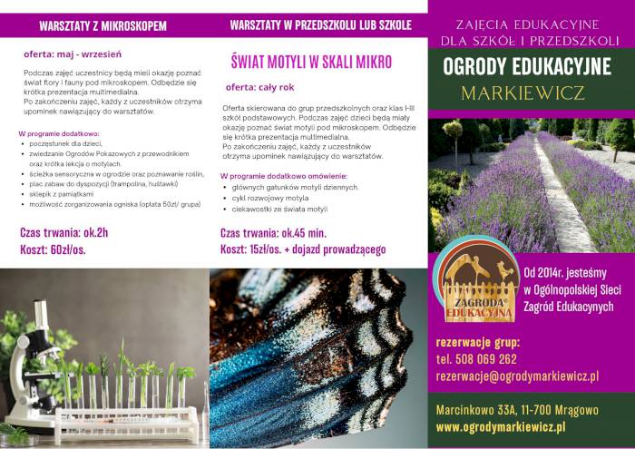Warsztaty edukacyjne w Ogrodach Markiewicz w Marcinkowie