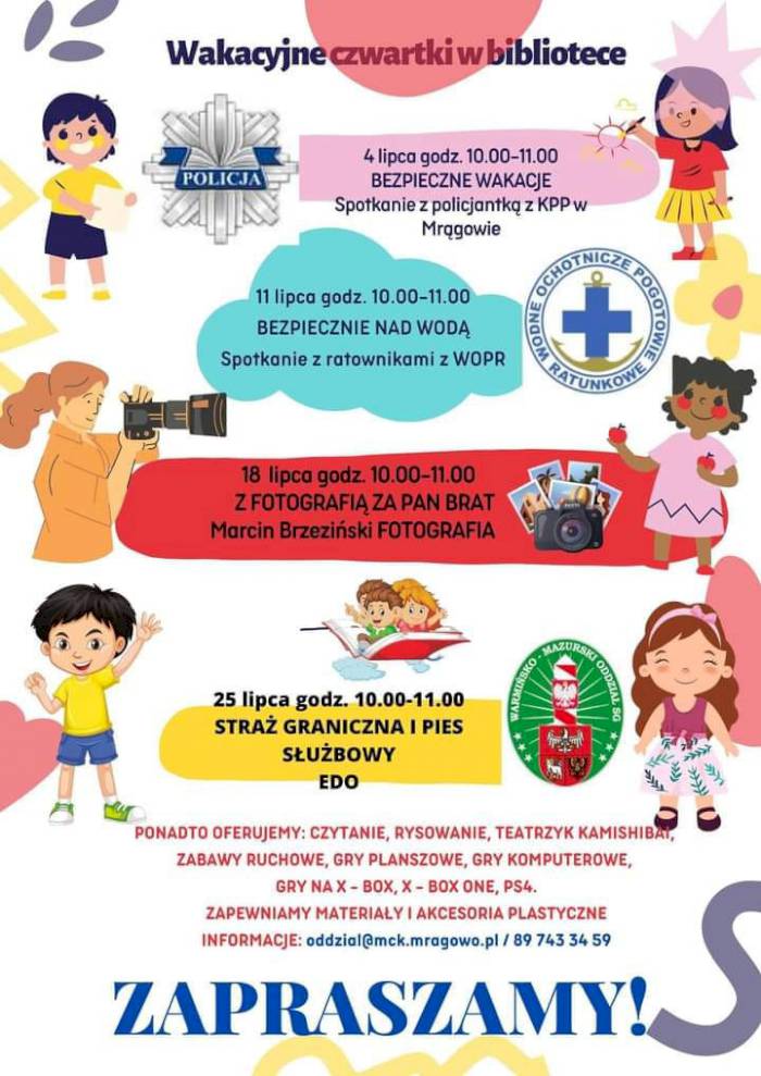 Wakacyjne czwartki w Bibliotece Miejskiej w Mrągowie