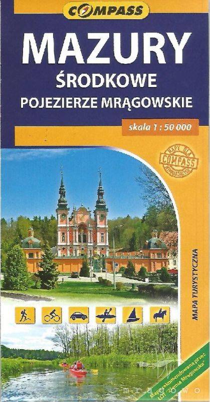 Mapa Mazury Środkowe. Pojezierze Mrągowskie