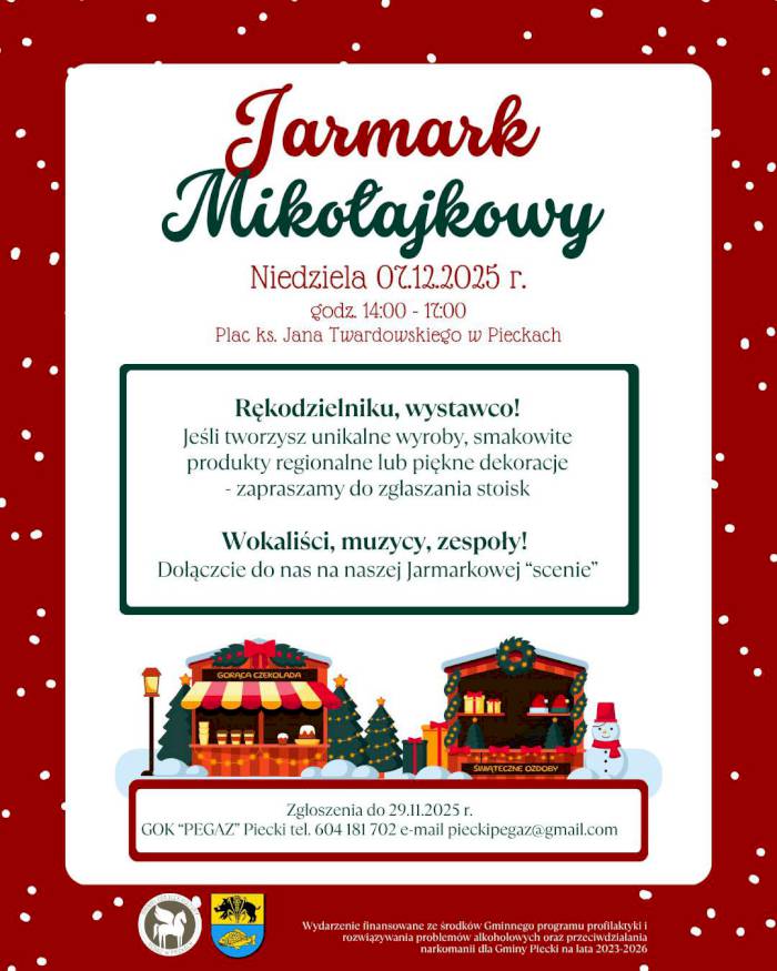 Jarmark Mikołajkowy w Pieckach - ZAPISZ SIĘ