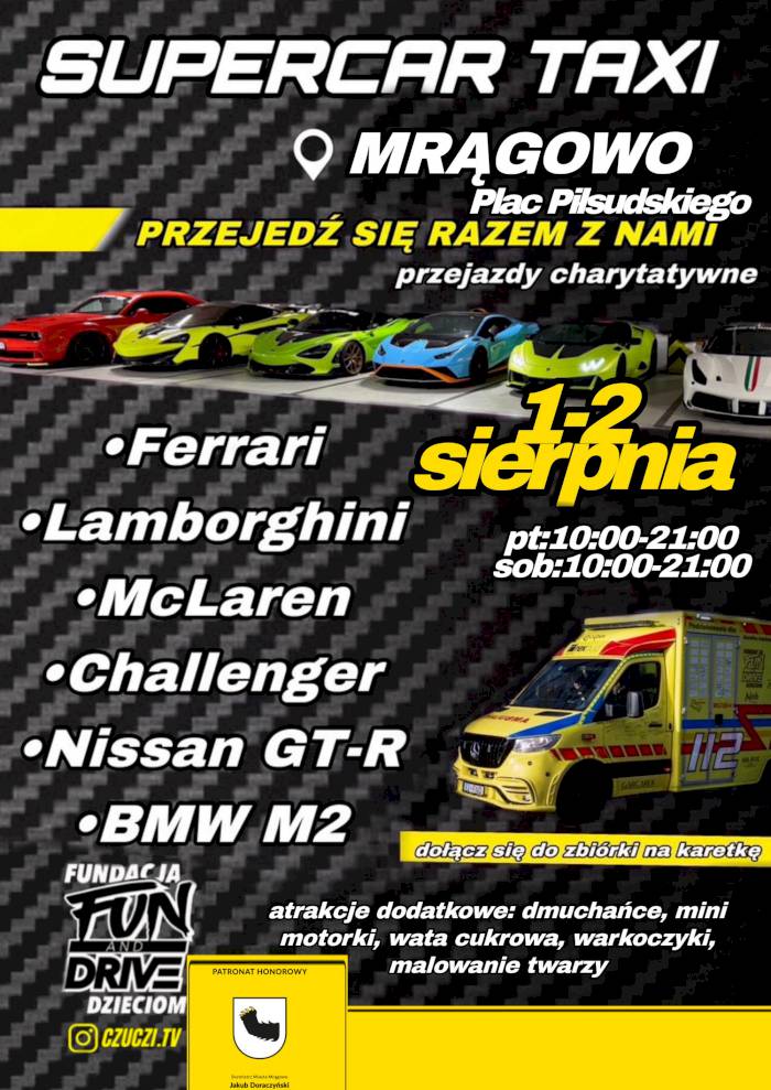 Przejedź się Ferrari, Lamborghini, McLaren, GTR, Challenger, BMW - MRĄGOWO