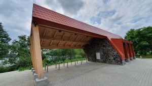 Miejsce Obsługi Rowerzystów na plaży przy os. Grunwaldzkim w Mrągowie